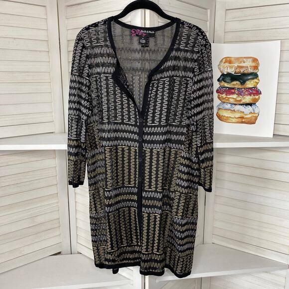 Peck & Peck black embroidered semi sheer tunic top - Picture 2 of 7